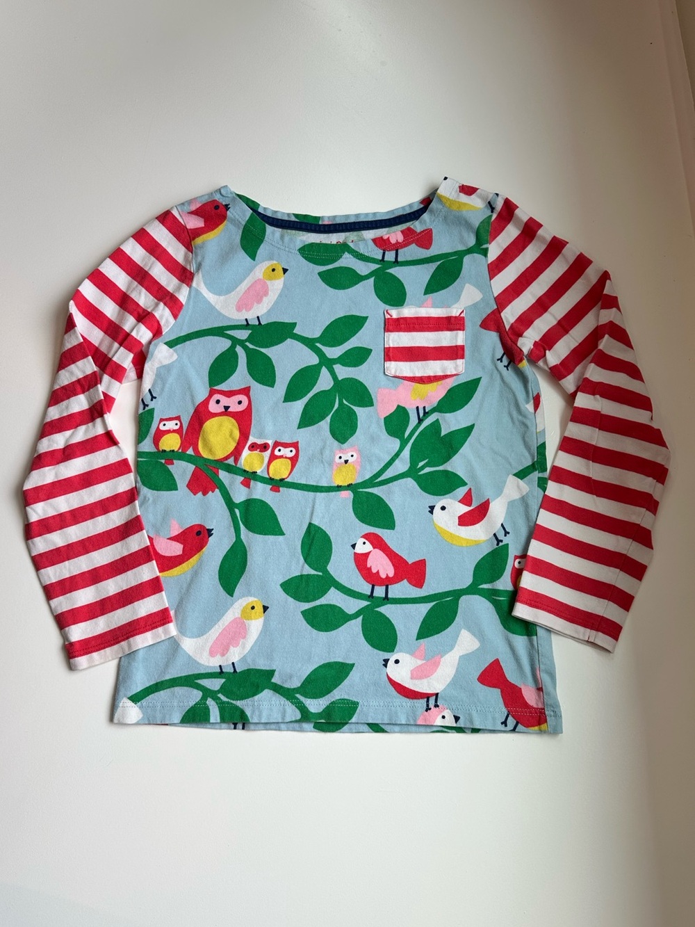 Mini Boden Kids Girls Hotchpotch Teapot Birdy Song Tee Long Sleeves Size 7-8Y